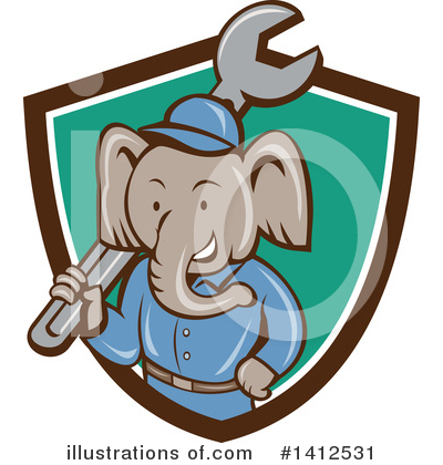 Royalty-Free (RF) Elephant Clipart Illustration by patrimonio - Stock Sample #1412531