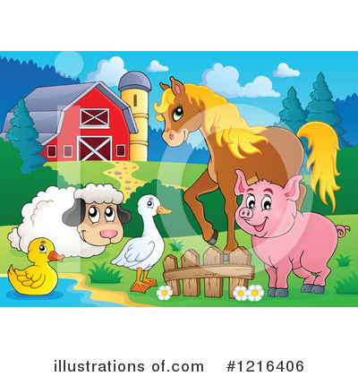 Royalty-Free (RF) Farm Animal Clipart Illustration by visekart - Stock Sample #1216406