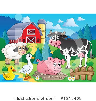 Royalty-Free (RF) Farm Animal Clipart Illustration by visekart - Stock Sample #1216408