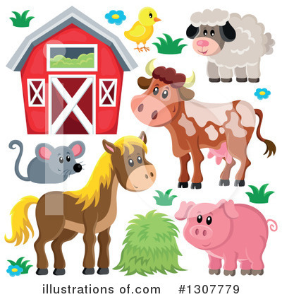 Royalty-Free (RF) Farm Animals Clipart Illustration by visekart - Stock Sample #1307779
