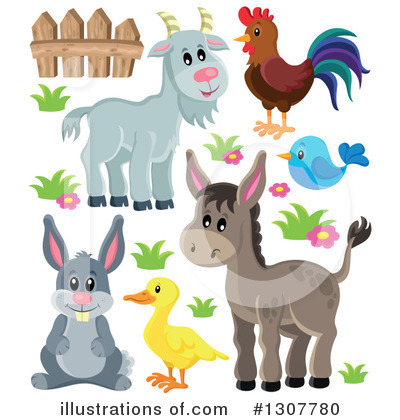 Royalty-Free (RF) Farm Animals Clipart Illustration by visekart - Stock Sample #1307780