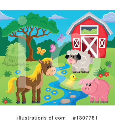 Royalty-Free (RF) Farm Animals Clipart Illustration by visekart - Stock Sample #1307781