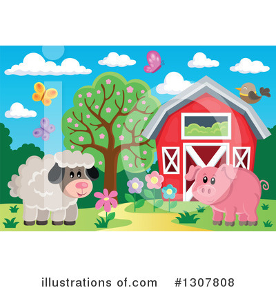 Royalty-Free (RF) Farm Animals Clipart Illustration by visekart - Stock Sample #1307808