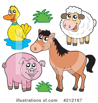 Royalty-Free (RF) Farm Animals Clipart Illustration by visekart - Stock Sample #212167