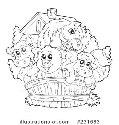 Royalty-Free (RF) Farm Animals Clipart Illustration by visekart - Stock Sample #231683