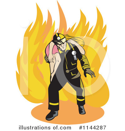 Royalty-Free (RF) Firefighter Clipart Illustration by patrimonio - Stock Sample #1144287