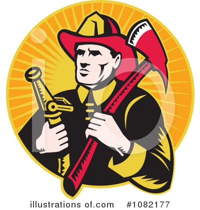 Royalty-Free (RF) Fireman Clipart Illustration by patrimonio - Stock Sample #1082177