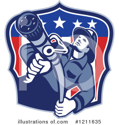 Royalty-Free (RF) Fireman Clipart Illustration by patrimonio - Stock Sample #1211635