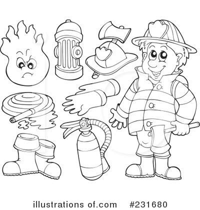 Royalty-Free (RF) Fireman Clipart Illustration by visekart - Stock Sample #231680