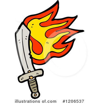 Royalty-Free (RF) Flaming Sword Clipart Illustration by lineartestpilot - Stock Sample #1206537