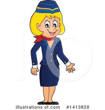 Royalty-Free (RF) Flight Attendant Clipart Illustration by visekart - Stock Sample #1413828