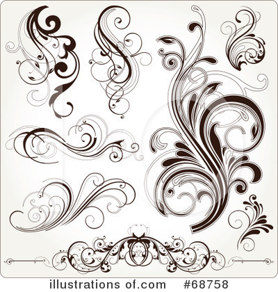 Royalty-Free (RF) Floral Scrolls Clipart Illustration by OnFocusMedia - Stock Sample #68758