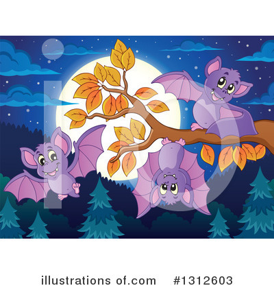Royalty-Free (RF) Flying Bat Clipart Illustration by visekart - Stock Sample #1312603