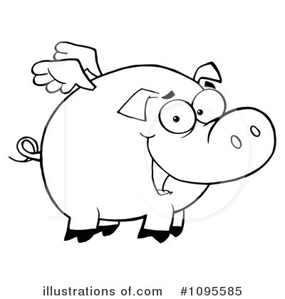 Royalty-Free (RF) Flying Pig Clipart Illustration by Hit Toon - Stock Sample #1095585