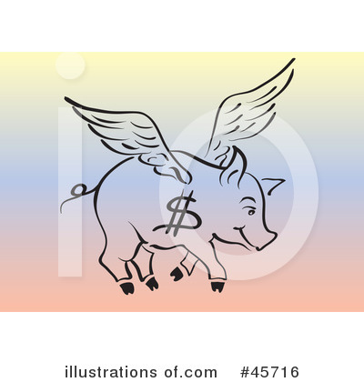 Royalty-Free (RF) Flying Pig Clipart Illustration by pauloribau - Stock Sample #45716
