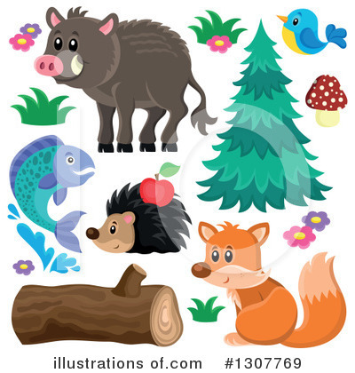 Royalty-Free (RF) Forest Animals Clipart Illustration by visekart - Stock Sample #1307769