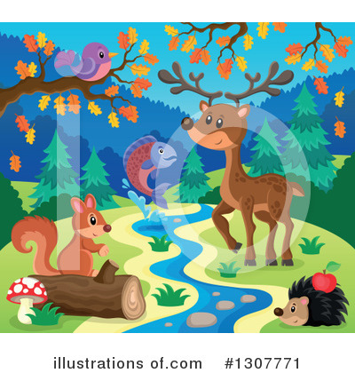 Royalty-Free (RF) Forest Animals Clipart Illustration by visekart - Stock Sample #1307771