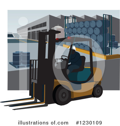 Royalty-Free (RF) Forklift Clipart Illustration by David Rey - Stock Sample #1230109