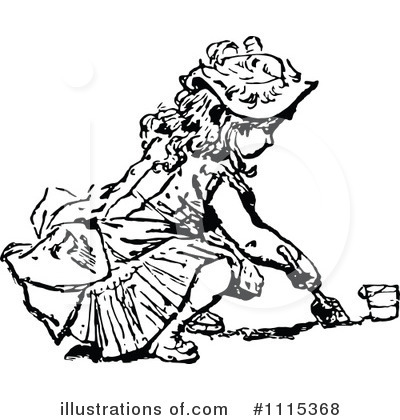 Royalty-Free (RF) Girl Clipart Illustration by Prawny Vintage - Stock Sample #1115368