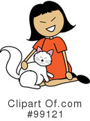 Girl Petting Cat Clipart #99121 by Pams Clipart