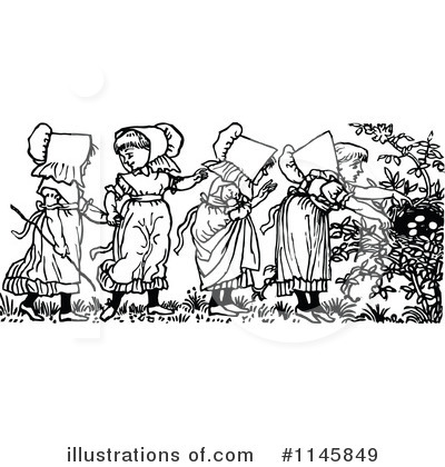 Royalty-Free (RF) Girls Clipart Illustration by Prawny Vintage - Stock Sample #1145849