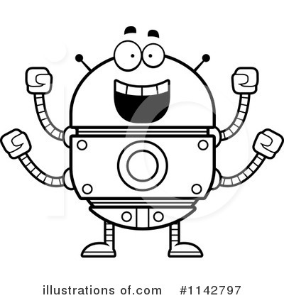 Royalty-Free (RF) Golden Robot Clipart Illustration by Cory Thoman - Stock Sample #1142797