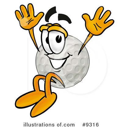 Golf Ball Character Clipart #9316 by Mascot Junction