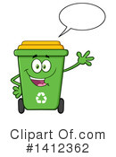 Green Recycle Bin Clipart #1412362 by Hit Toon