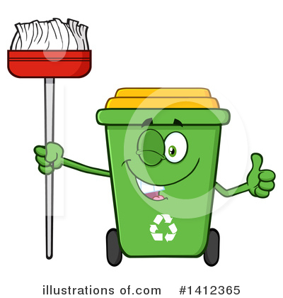 Royalty-Free (RF) Green Recycle Bin Clipart Illustration by Hit Toon - Stock Sample #1412365