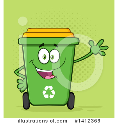 Royalty-Free (RF) Green Recycle Bin Clipart Illustration by Hit Toon - Stock Sample #1412366