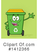 Green Recycle Bin Clipart #1412366 by Hit Toon
