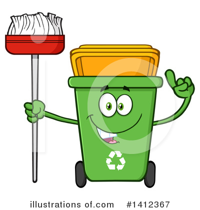 Royalty-Free (RF) Green Recycle Bin Clipart Illustration by Hit Toon - Stock Sample #1412367