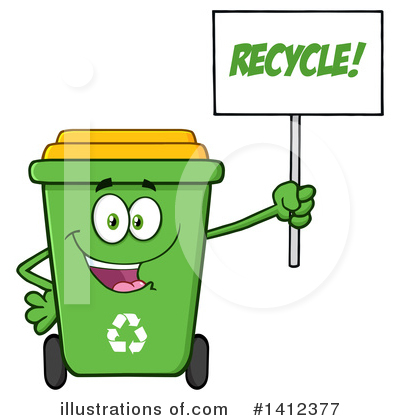 Royalty-Free (RF) Green Recycle Bin Clipart Illustration by Hit Toon - Stock Sample #1412377