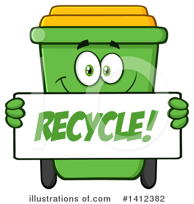 Green Recycle Bin Clipart #1412382 by Hit Toon
