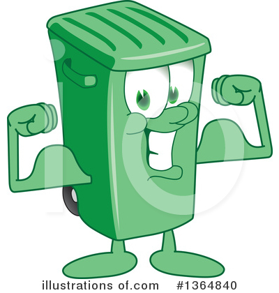Royalty-Free (RF) Green Trash Can Clipart Illustration by Mascot Junction - Stock Sample #1364840