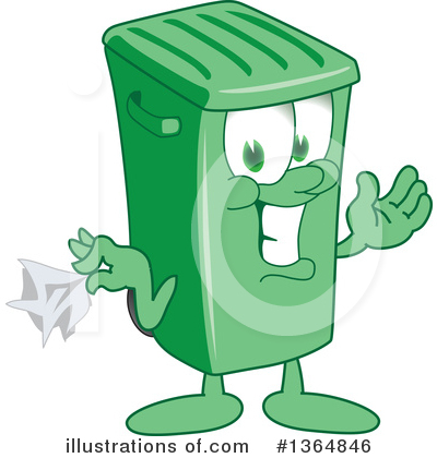 Royalty-Free (RF) Green Trash Can Clipart Illustration by Mascot Junction - Stock Sample #1364846