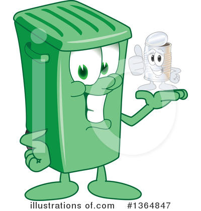 Green Trash Can Clipart #1364847 by Mascot Junction
