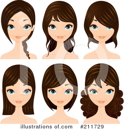 Royalty-Free (RF) Hair Styles Clipart Illustration by Melisende Vector - Stock Sample #211729