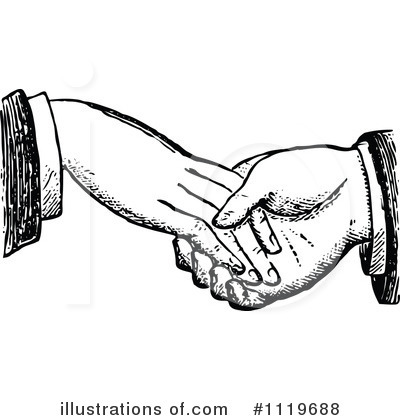 Royalty-Free (RF) Handshake Clipart Illustration by Prawny Vintage - Stock Sample #1119688