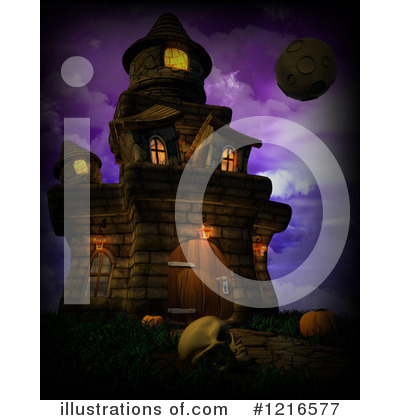 Royalty-Free (RF) Haunted House Clipart Illustration by KJ Pargeter - Stock Sample #1216577