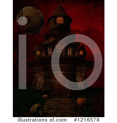 Royalty-Free (RF) Haunted House Clipart Illustration by KJ Pargeter - Stock Sample #1216578