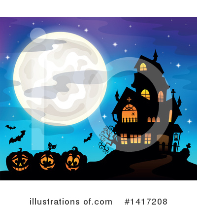 Royalty-Free (RF) Haunted House Clipart Illustration by visekart - Stock Sample #1417208