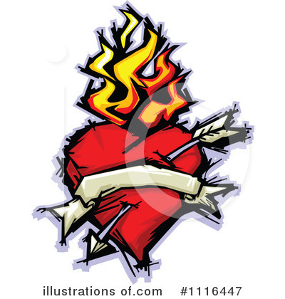 Flaming Heart Clipart #1116447 by Chromaco
