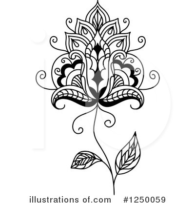 Royalty-Free (RF) Henna Flower Clipart Illustration by Vector Tradition SM - Stock Sample #1250059