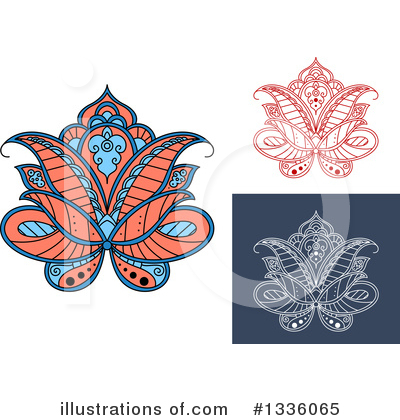 Royalty-Free (RF) Henna Flower Clipart Illustration by Vector Tradition SM - Stock Sample #1336065