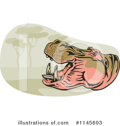 Royalty-Free (RF) Hippo Clipart Illustration by patrimonio - Stock Sample #1145603