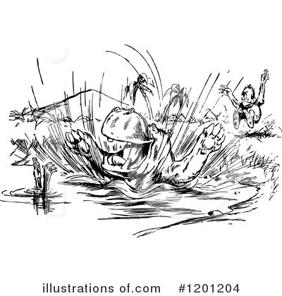 Royalty-Free (RF) Hippo Clipart Illustration by Prawny Vintage - Stock Sample #1201204