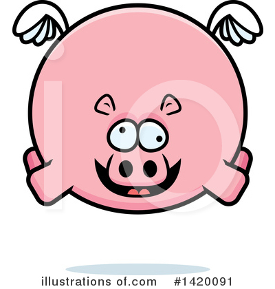 Flying Pig Clipart #1420091 by Cory Thoman