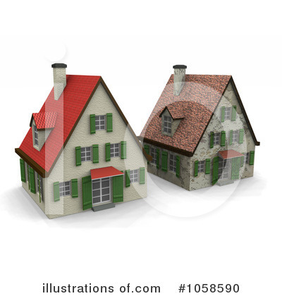 Royalty-Free (RF) Houses Clipart Illustration by Michael Schmeling - Stock Sample #1058590