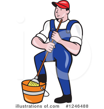 Royalty-Free (RF) Janitor Clipart Illustration by patrimonio - Stock Sample #1246488